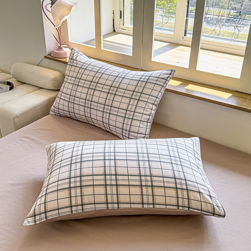 A类纯棉枕套100全棉水洗棉枕头套夏季单人枕芯套48*74cm一对装