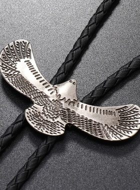 新款 可调节老鹰复古衬衫链实心波洛领绳皮项链 bolo tie领带