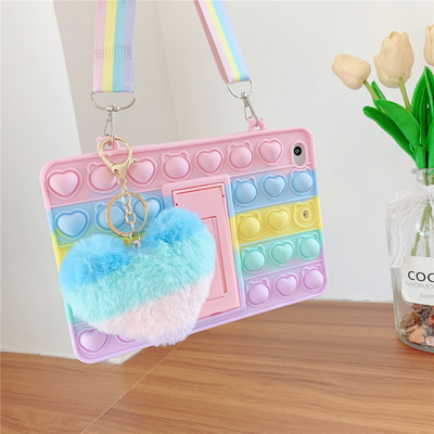 适用三星TabA810.5彩虹爱心熊头豆豆保护套X200软硅胶壳Mini6