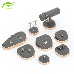 今伟创新款灰色超纤烤漆珠宝平柜项链戒指展示道具珠宝首饰展示架