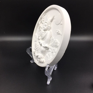 老北京兔爷白坯 圆盘石膏白坯兔儿爷手工diy美术绘画