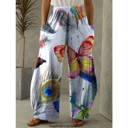 Vintage print pocket harren pants       复古印花口袋哈伦长裤