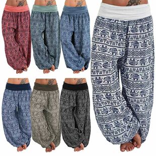 trousers休闲印花高腰哈伦长裤 Casual Harun waisted print high