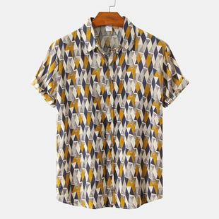 shirt3D几何印花宽松衬衫 geometric loose T恤 printed Casual