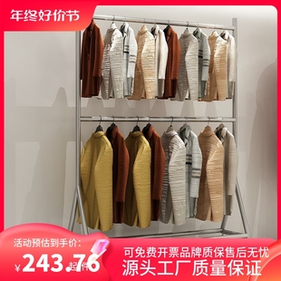 不锈钢服装 加粗货架带a 店展示架双杆挂衣架落地侧挂架陈列架女装