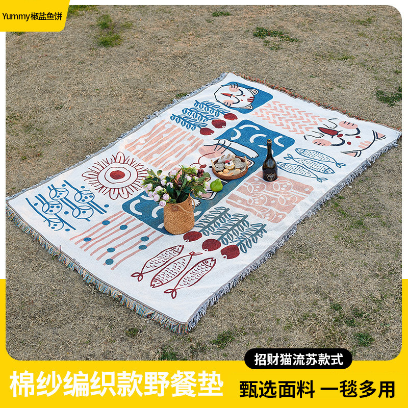 招财猫野餐垫加厚防潮