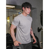 运动休闲弹力t恤透气收袖 短袖 口显臂围纯色上衣圆领打底 夏季 男士