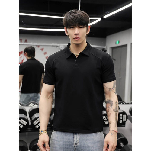 夏季男士解构宽肩POLO衫翻领