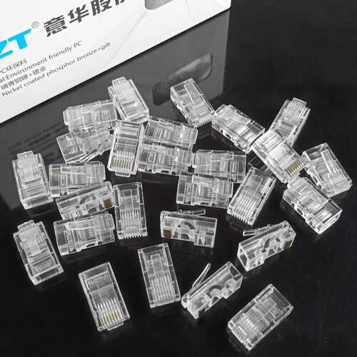 原装CZT意华六类工程级超五类水晶头镀金RJ45网络千兆水晶头100颗