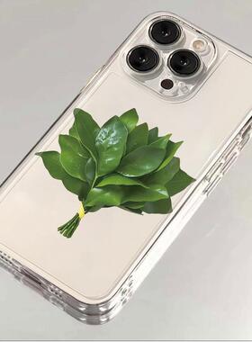适用iPhone17/16promax幸运柚子叶手机壳苹果15plus情侣小米17/15新款华为pura80/70全包Reno14透明findX9女