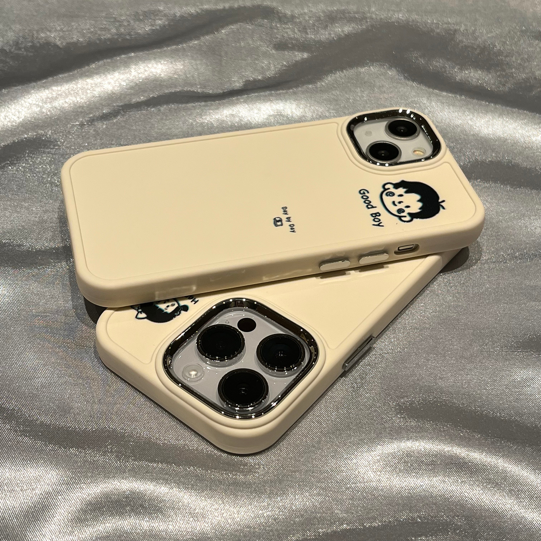 卡通简约情侣手机壳适用于iPhone14promax全包大孔液态相框壳苹果11/12/13PRO搞怪X/XR/XSMAX硅胶软壳保护套