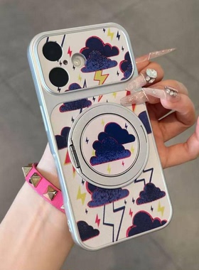 紫色乌云闪电适用iPhone17promax支架款手机壳16/15plus新款小米17pro个性华为pura80小众不撞款荣耀500软壳