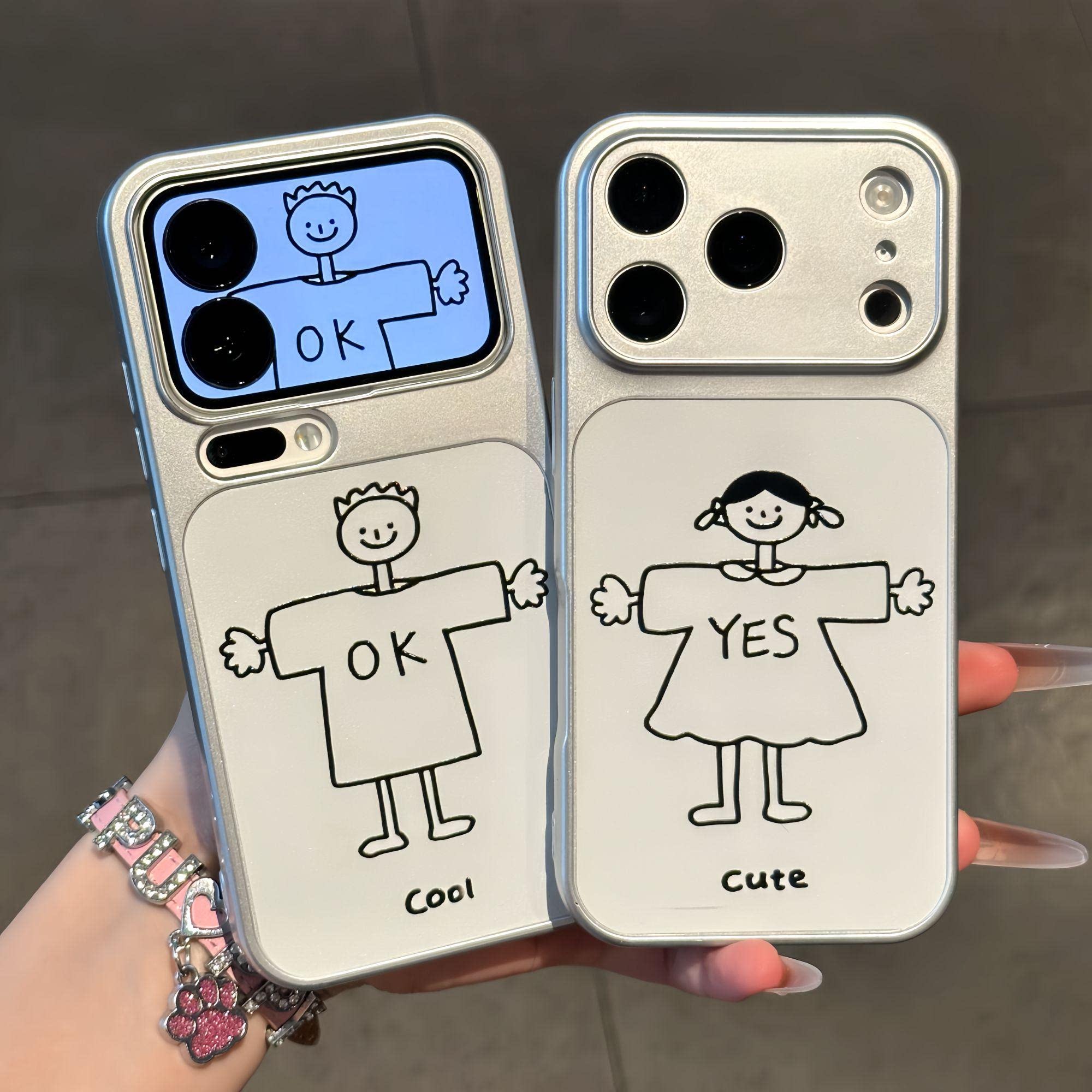 情侣涂鸦线条手机壳适用于苹果17/16promax卡通小米17pro防摔华为Mate80简约vivoX300超火手机保护套FindX9