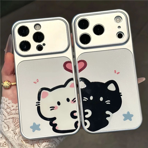 小众简约拥抱小猫情侣手机壳