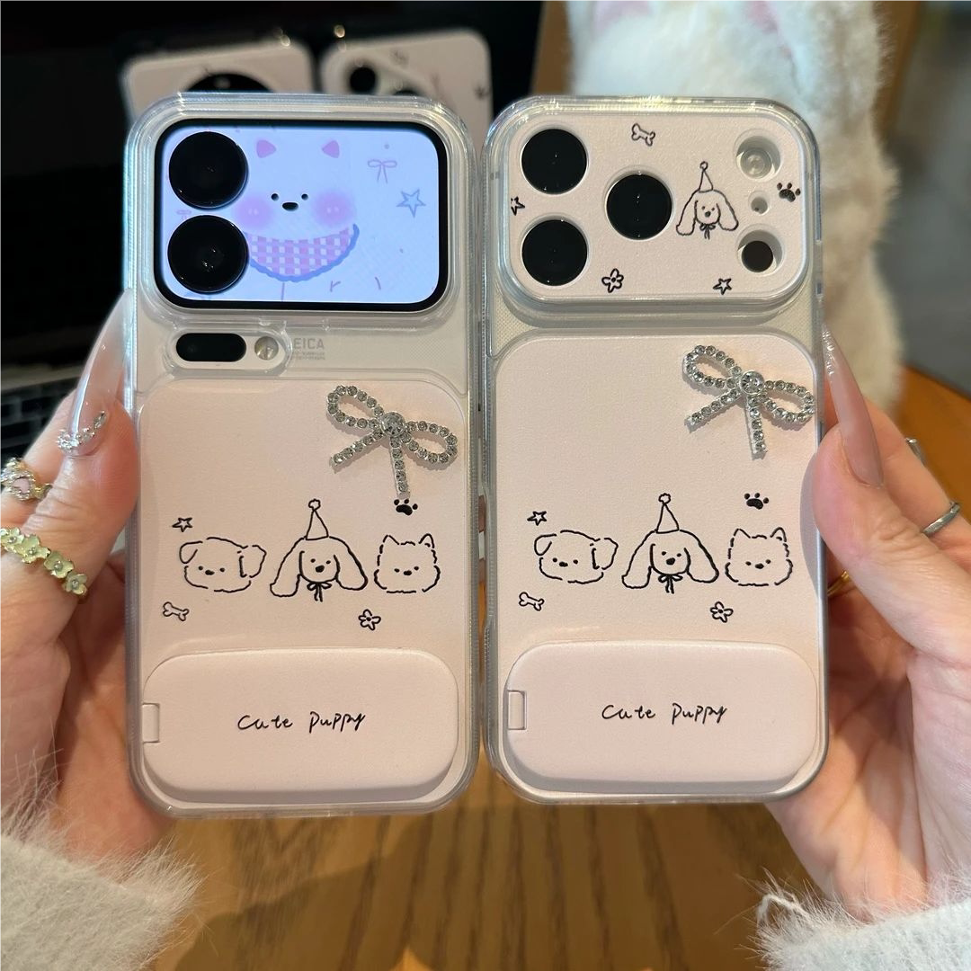 可爱三只小狗手机壳适用苹果17/16promax卡通小米17pro防摔华为Mate80简约vivoX300超好看精孔全包FindX9小众