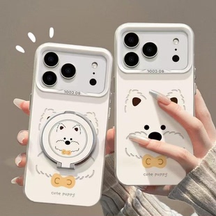 X8可爱vivox300支架华为Mate80软 80ins风findX9 适用IPhone17promax线条西高地情侣手机壳小米17新款 红米K90