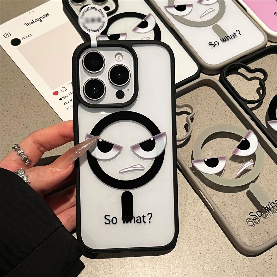 适用于iPhone16promax磁吸手机壳可爱奶凶表情包苹果15plus小众14pro大孔13简约12/11防摔magsafe保护套软壳