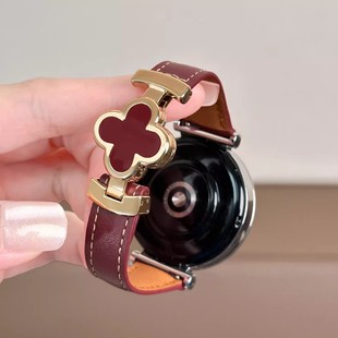 适用华为GT6四叶草GT5磁吸扣watch5折叠扣皮质表带GT4/3智能手表腕带watch4/3系列GT2pro男女Fit4/3替换表链