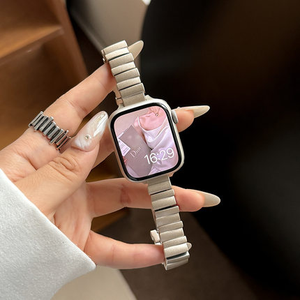 不规则金属适用iwatch苹果手表applewatch9表带s9版se女款s8高级感s10夏季ultra2小众不锈钢创意表链条女生细