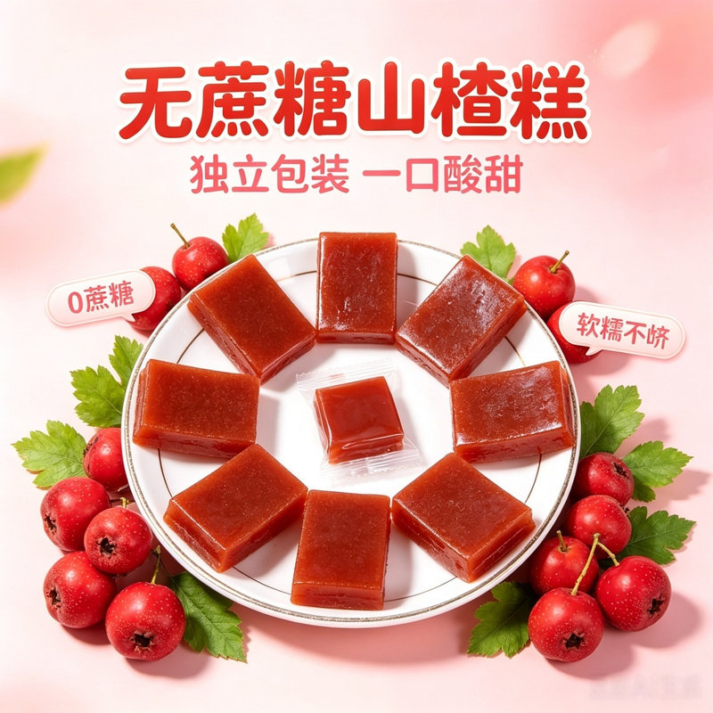 无添加白砂糖传统手工山楂糕果脯无蔗糖山楂片独立包装方便携带
