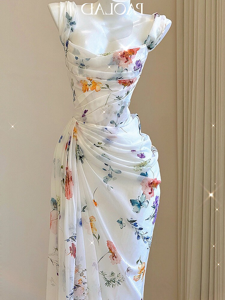 NOT LATE THE NEW HIGH-END STYLE EXQUISITE TEMPERAMENT FASHIONABLE CELEBRITY WHITE SUPER FAIRY SUSPENDER FLORAL DRESS CHILDREN