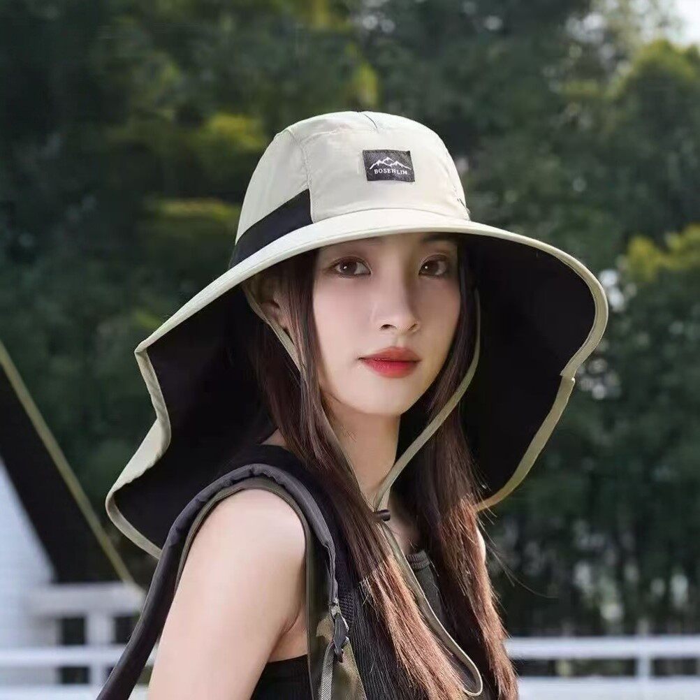 帽子男夏季防晒帽防紫外线女士大檐遮阳帽渔夫帽男女披肩帽太阳帽