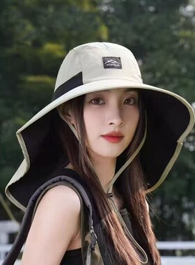 帽子男夏季防晒帽防紫外线女士大檐遮阳帽渔夫帽男女披肩帽太阳帽
