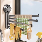 吸盘厨房抹布架免打孔家用多功能分层墙上壁挂式 置物架旋转毛巾架