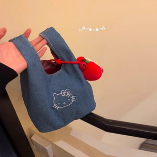 kitty帆布包女可爱小众手机包通勤便携手提包学生休闲时尚手提袋