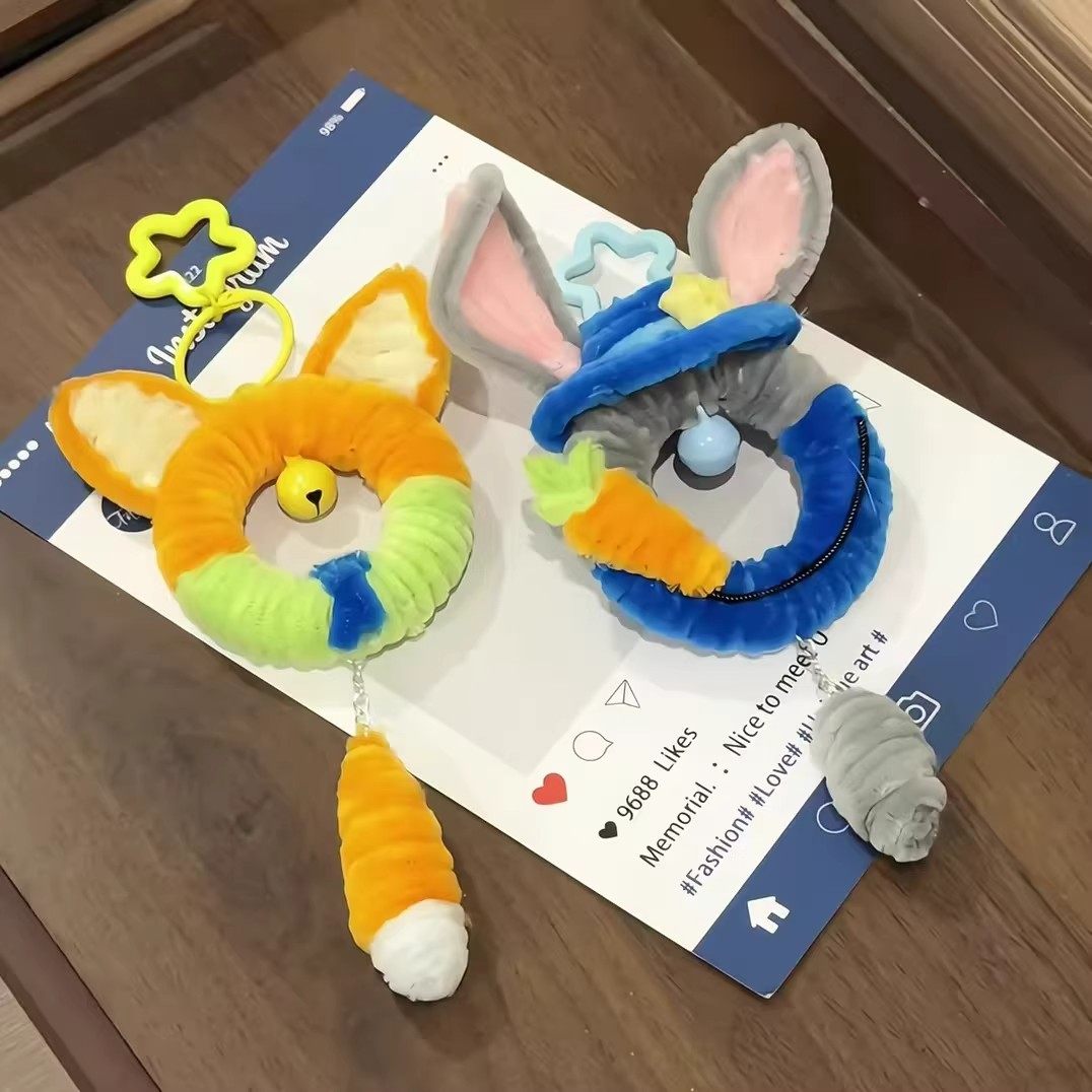 疯狂动物扭扭棒朱迪尼克钥匙扣手工diy材料情侣手工自制挂件礼物