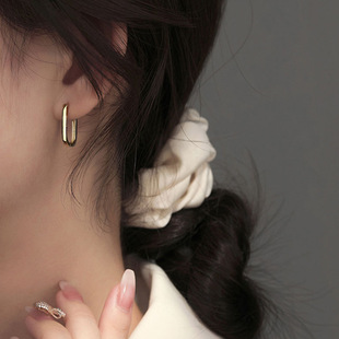 韩国网红气质简约时尚纯银耳扣 女耳饰几何方形耳环