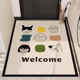 高级竖版入户门丝圈地垫进门防滑门垫玄关脚踏垫丝圈可刷洗地毯