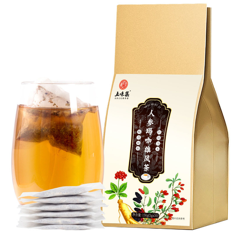 人参玛咖雄风茶黄精覆盆子红枣山药桑葚枸杞大麦杜仲雄花养生茶