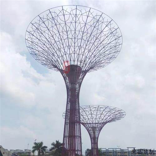 不锈钢树形伞状广场雕塑异形树形叶形廊架户外园林景观艺术镂空