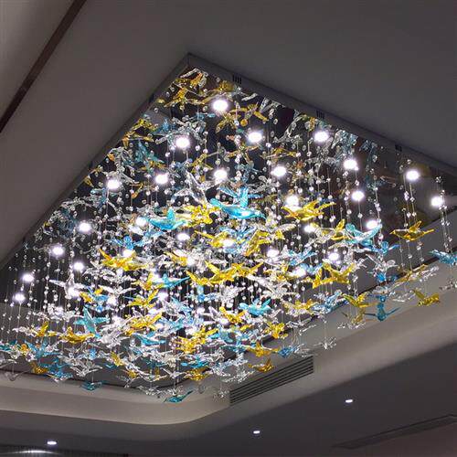 酒店大厅复式楼梯装饰吊灯现代别墅公寓沙盘大堂工程非标制作灯