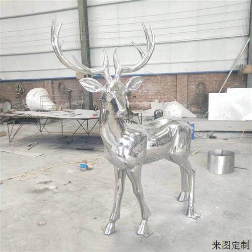 不锈钢雕塑鹿大型摆件广场户外公园林景观鹿不锈钢镜面金属鹿雕塑