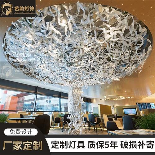 酒店大堂售楼部大型吊灯不锈钢琉璃灯宴会厅会议室酒店水晶吊灯