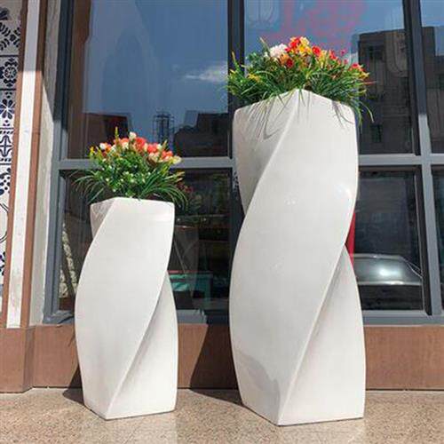 玻璃钢花盆商场楼盘美陈花箱酒店花器商业街花钵户外花盆花瓶厂家