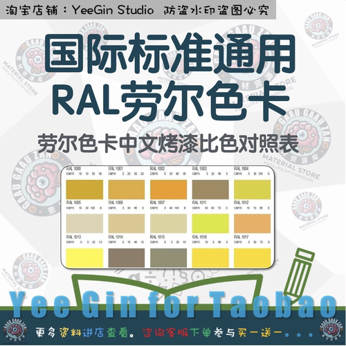 国际标准通用RAL劳尔色卡高清电子版 劳尔色卡中文烤漆比色对照表
