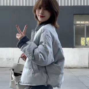 加厚保暖外套潮 小个子短款 巨好看翻领白鸭绒羽绒服女2025冬季 新款