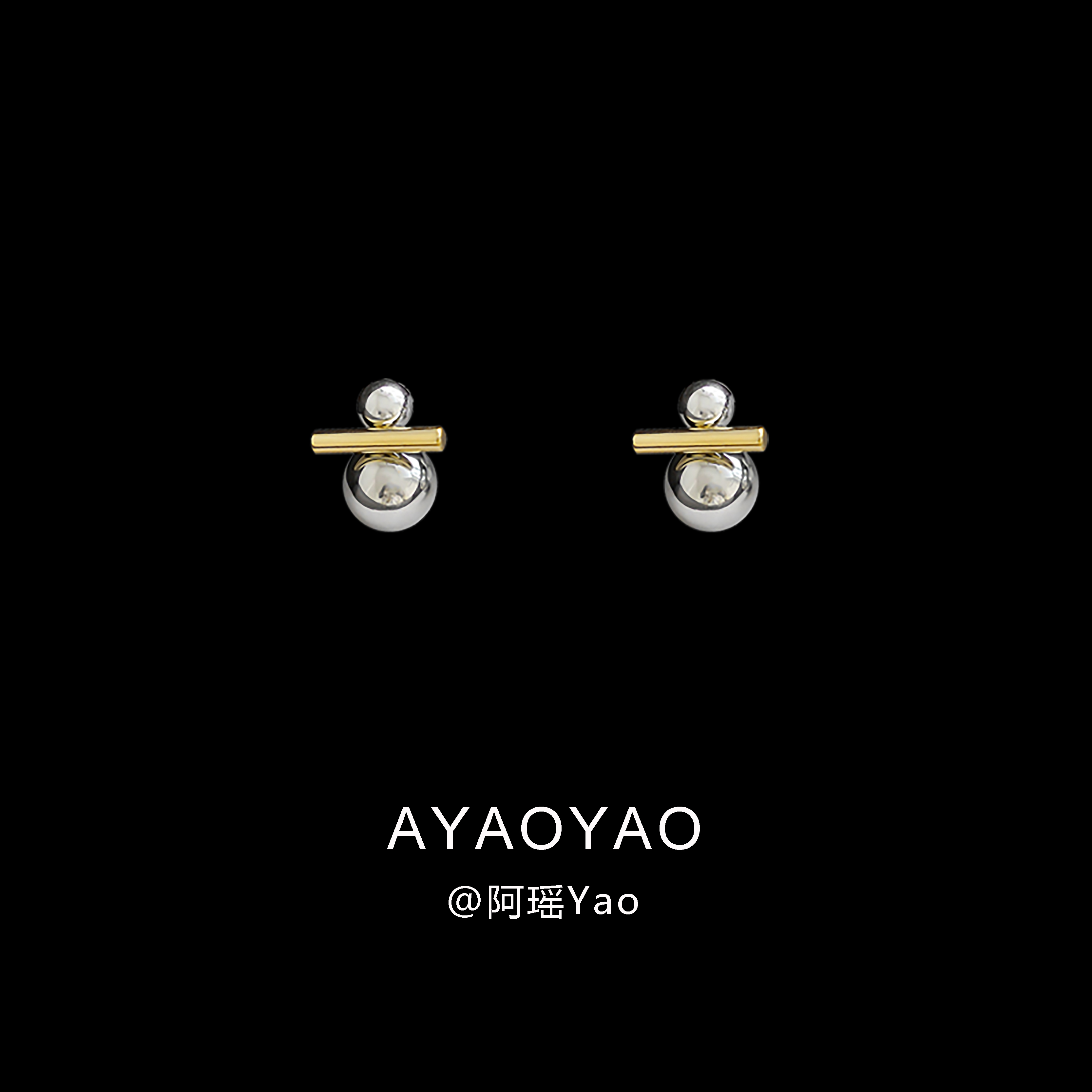 金属感双拼色耳环女洞蚊香盘耳夹