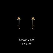 AYao超仙不对称蝴蝶结流苏无耳洞耳夹女小众轻奢高级感气质耳饰潮