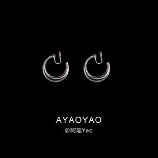 Ayao欧美风金属高级感多层圈圈耳环网红同款夸张可动蚊香盘耳夹女