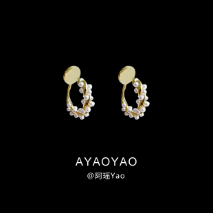 Ayao浪漫环珠小众耳圈无耳洞蚊香盘耳夹女轻奢时尚个性高级感耳饰