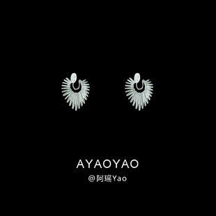 AYao夸张线桃心无耳洞蚊香盘耳夹女个性不规则独特高级感耳环耳饰