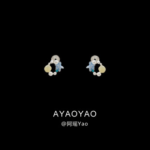AYao蓝色海星贝壳耳环女小巧气质可爱无耳洞蚊香盘耳夹春夏耳饰潮