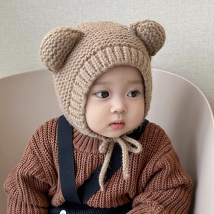 婴儿帽子ins韩国婴幼儿网红包头帽可爱6-9个月男女宝宝护耳帽保暖