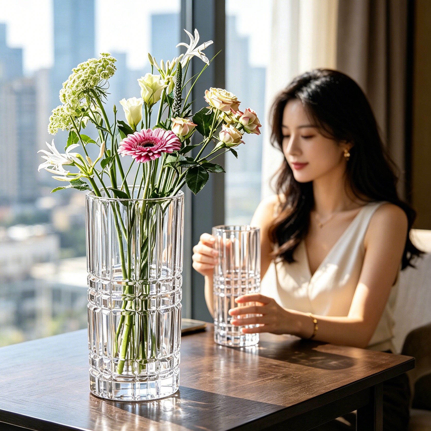 德国进口nachtmann欧式水晶玻璃客厅花瓶餐桌花瓶富贵竹家居摆件