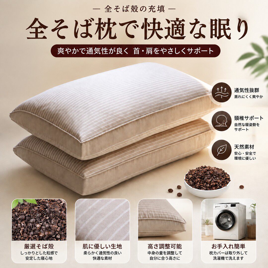全棉荞麦护颈枕可水洗不塌陷