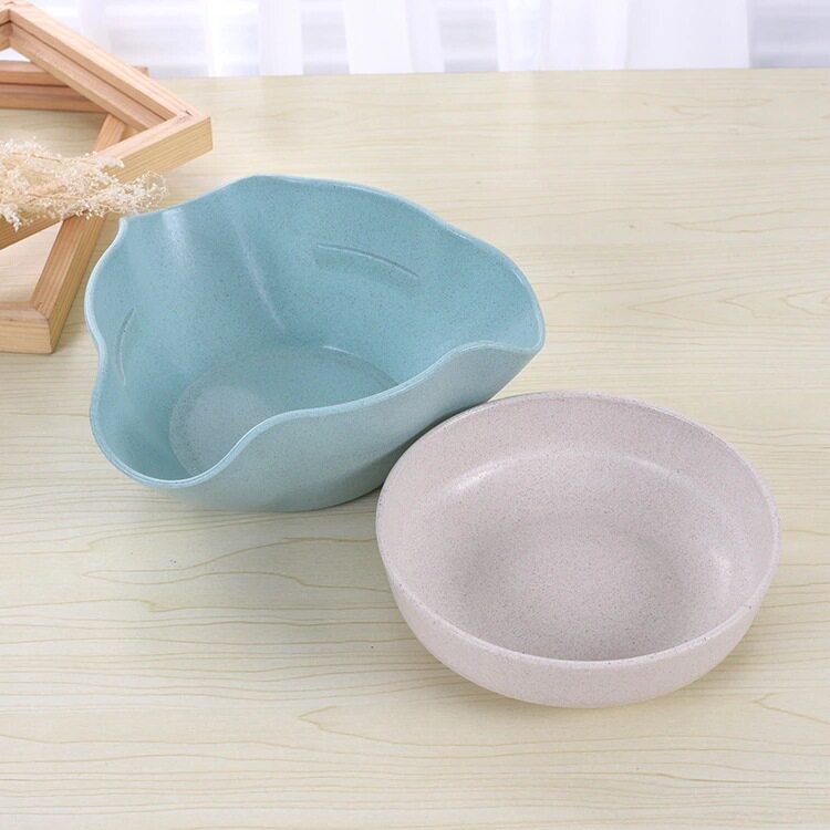 新款小麦秸秆分体果品钵 水果盘糖果盘干果盘 底座可放垃圾果壳